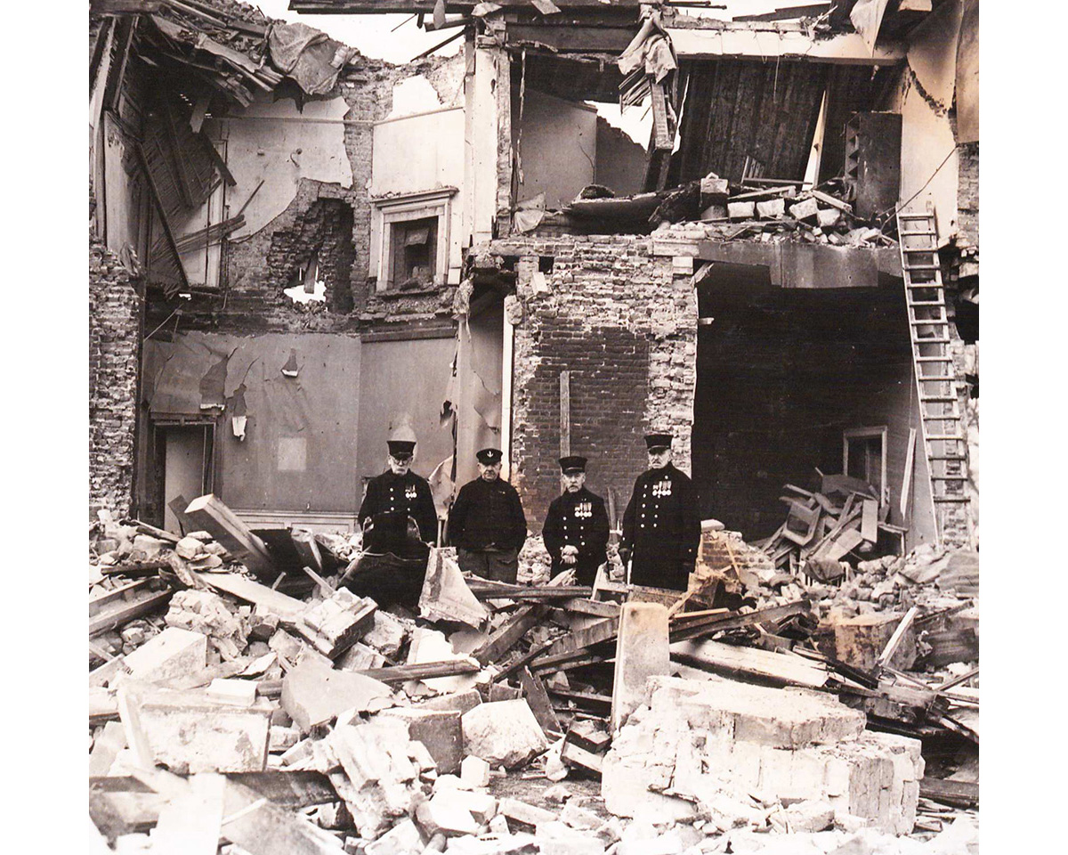 Bomb damage at the Royal Hospital Chelsea, 1945
