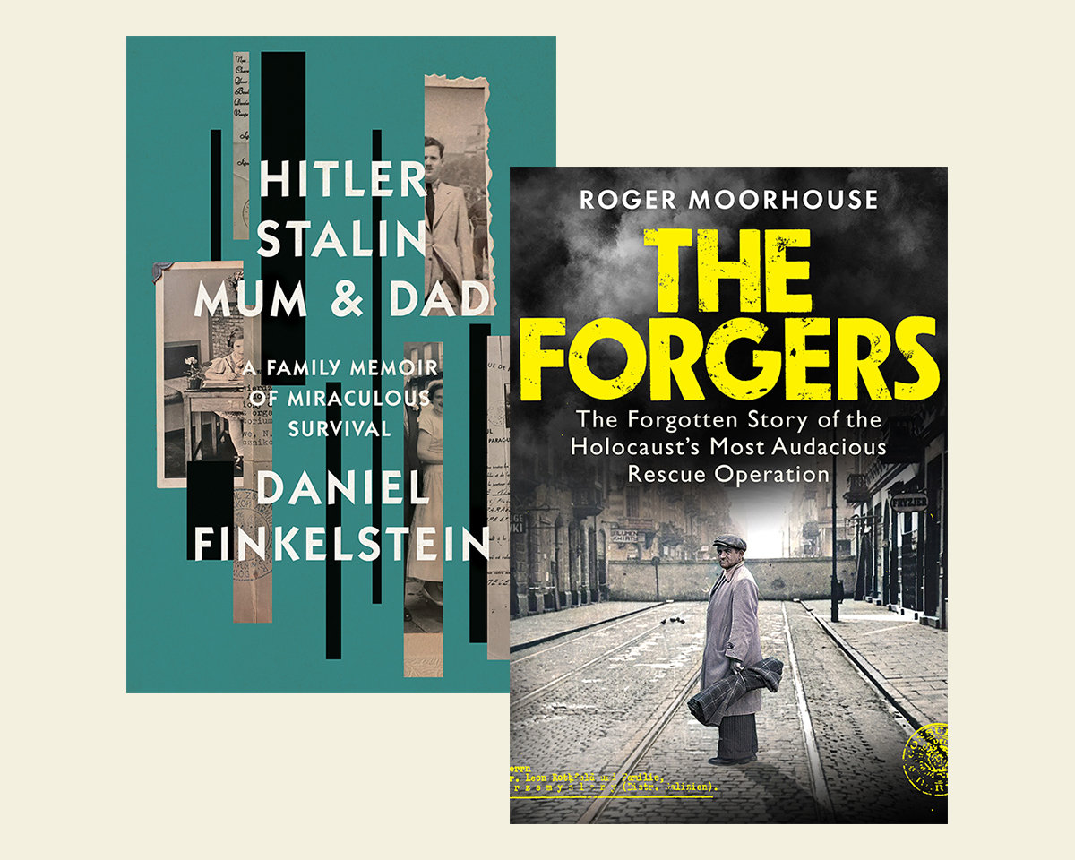 Book covers for 'Hitler, Stalin, Mum and Dad' and 'The Forgers'