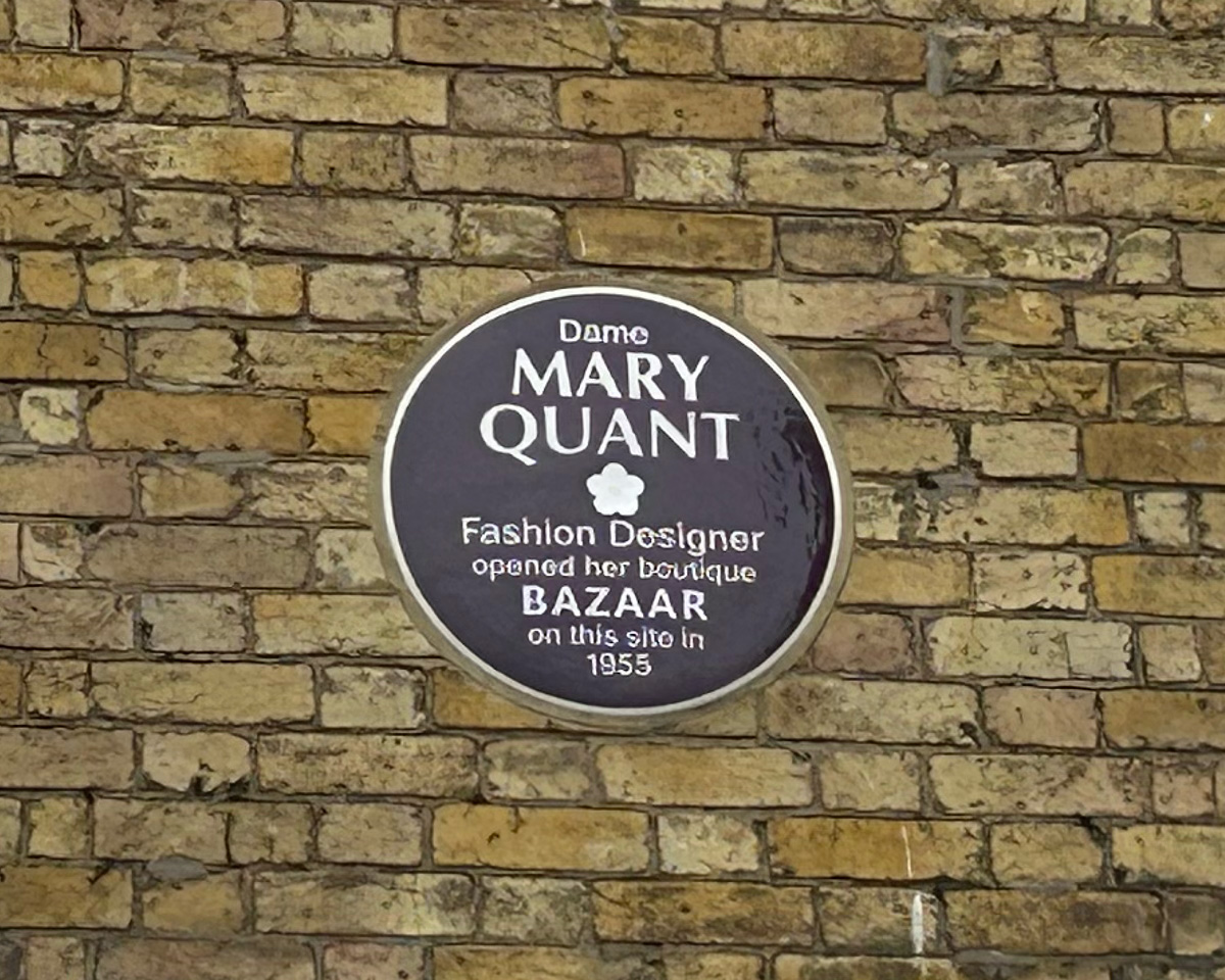 Mary Quant blue plaque on the King's Road
